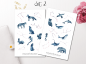 Preview: Monde und Tiere Sticker Set